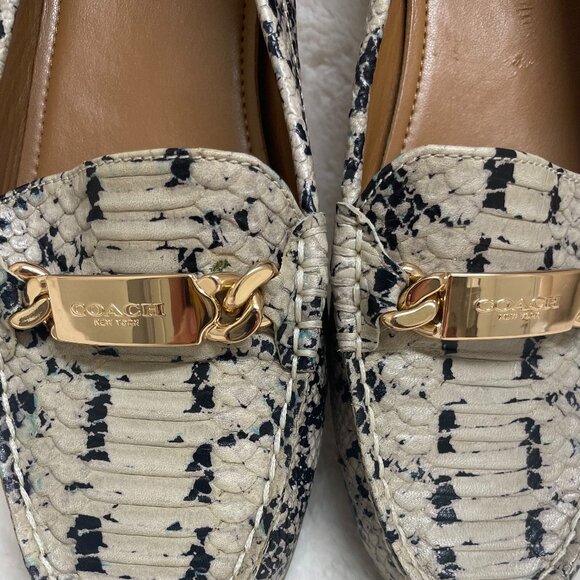 Women's Coach Snakeskin Textured Leather Loafers Olive A01096 Sz 9.5B - Picture 7 of 11
